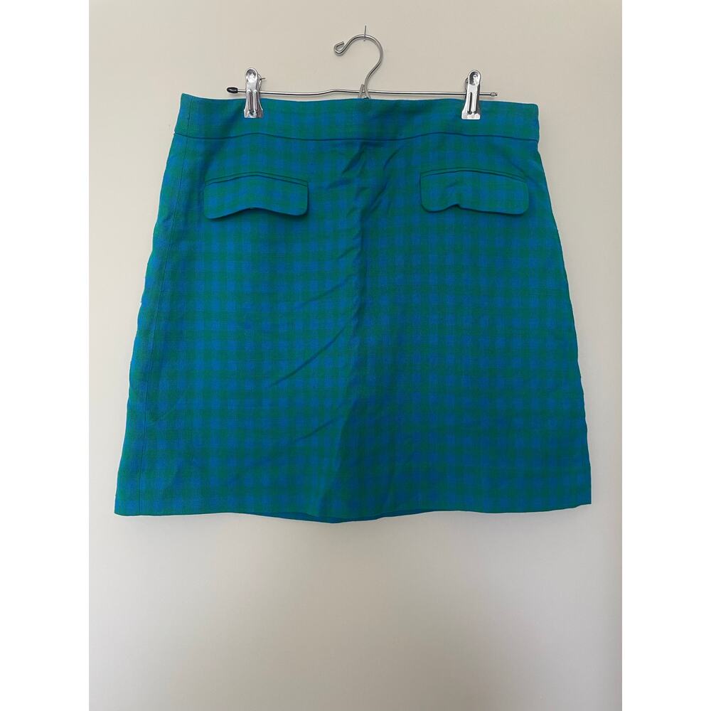 NWT J.Crew Front-Flap Pocket Skirt in Colorful Gingham Sz 14